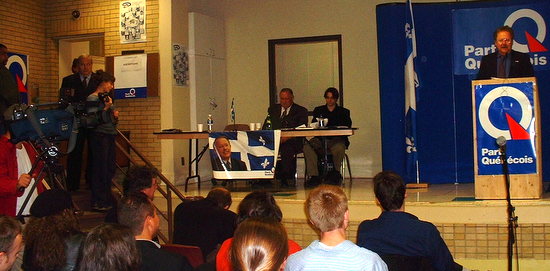 Jacques Parizeau durant le forum des souverainistes de Mercier Carl Boileau