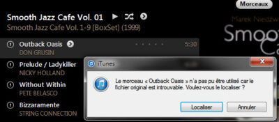 «impossible d'utiliser le morceau "untel"; le fichier original est introuvable. Voulez-vous le localiser?