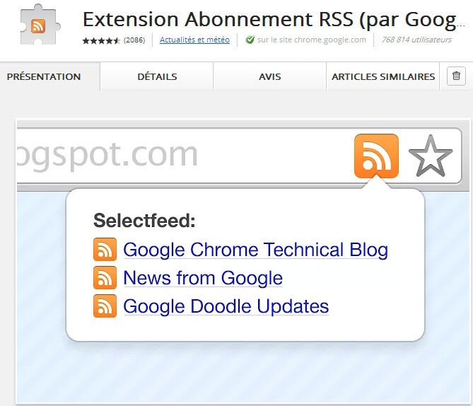 Abonnement RSS (par Google)