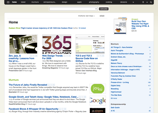 interface dans Feedly