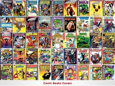 exemple de couverture de plusieurs série de comics